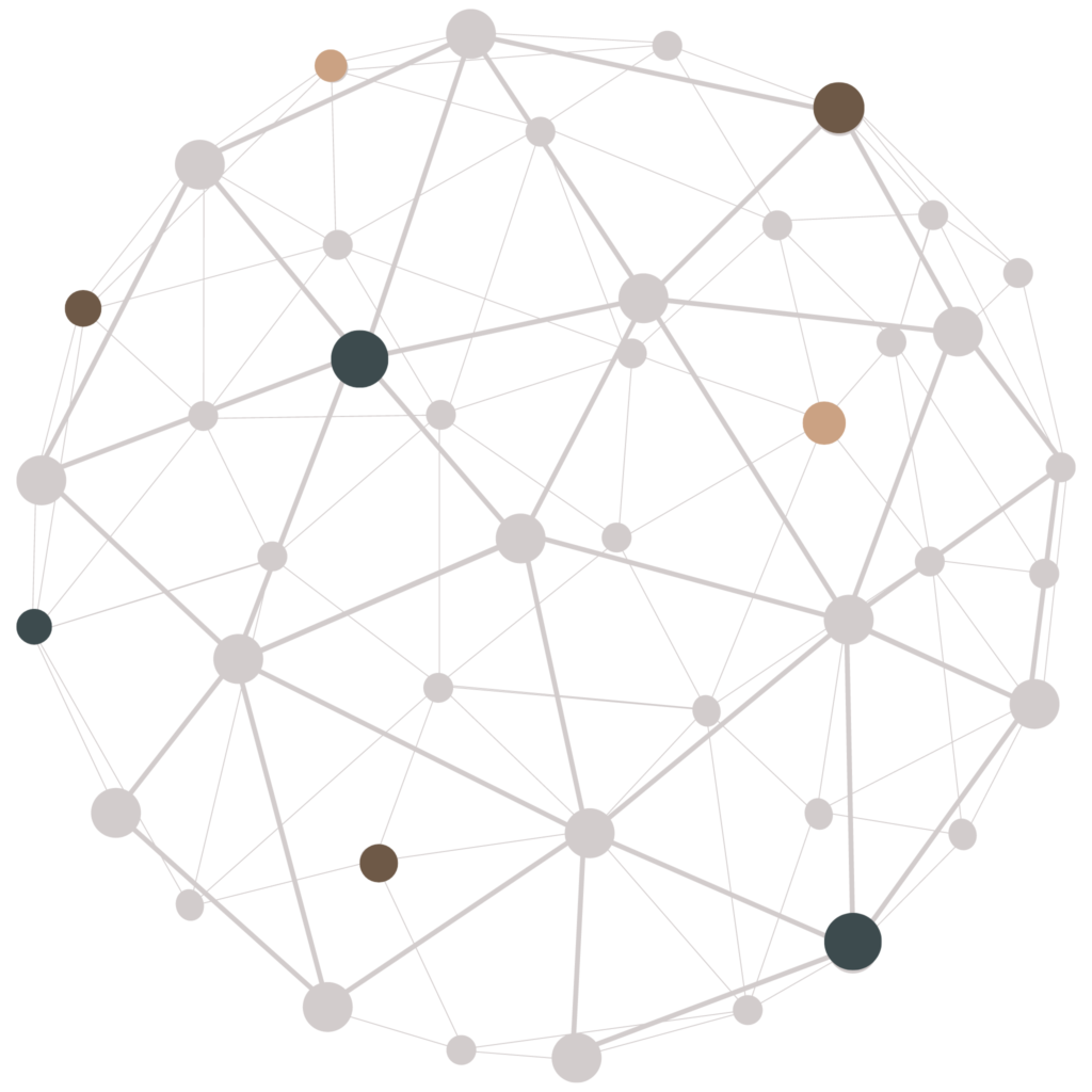 Abstract network of interconnected points symbolizing collaborative research and development.